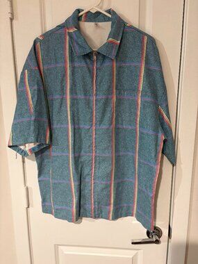 Men's OC Orderplus Zip-Up Short Sleeve Shirt Size L